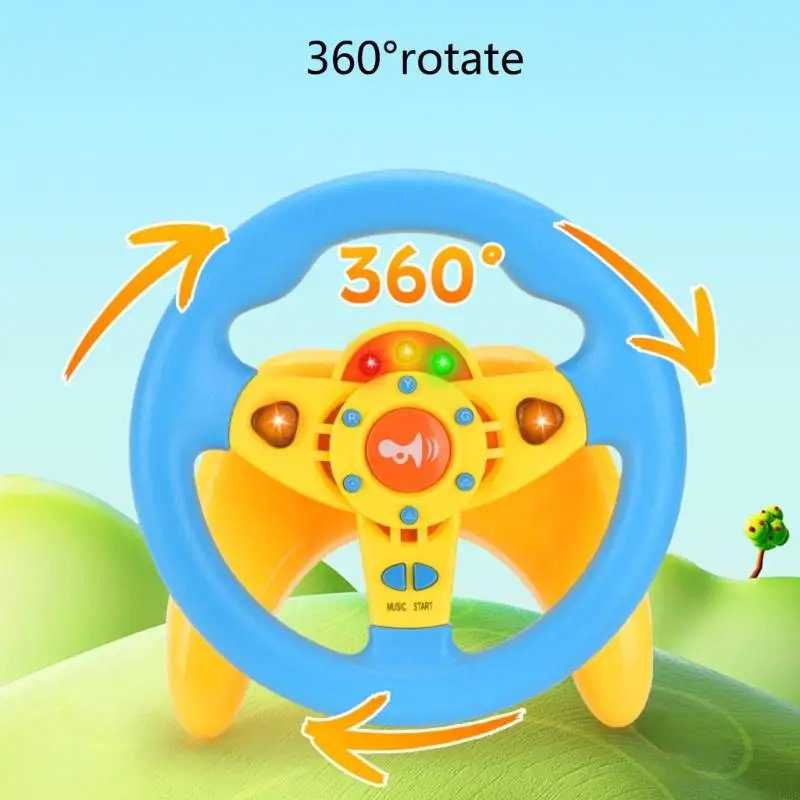 لعبة عجلة القيادة التفاعلية بإضاءة LED والموسيقى للأطفال مع لعبة تعليمية لمحاكاة القيادة الواقعية وتأثير الصوت A2UB