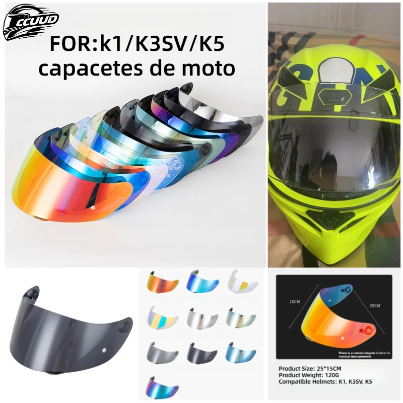 CCUUD Fit for K1 Lens Motorcycle Helmets. Compatible with K1, K3SV, K5, K5S Helmet Lenses. Comes with Anti-fog Snap Fasteners