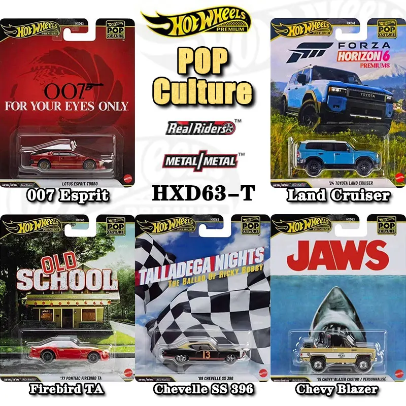 Hot Wheels Pop Culture 1:64 Diecast Model Car,007 Esprit,Chevelle SS,Firebird TA,K5 Blazer,LC250,Real Riders Collectible Toy