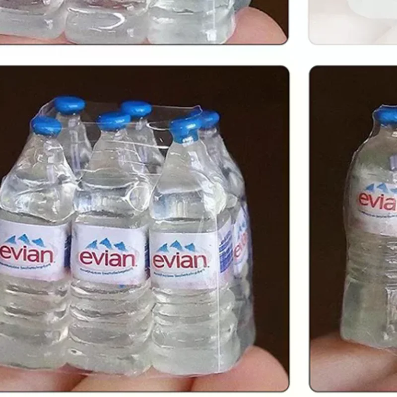 Mini botella de agua Mineral de resina 1:12, modelo de casa de muñecas en miniatura, juguetes de regalo para niños, accesorios de decoración del hogar