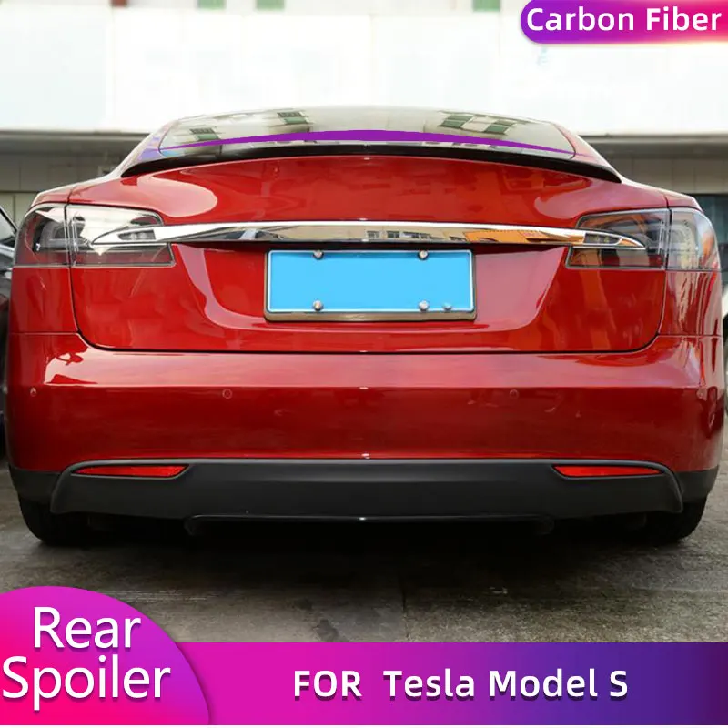 Gloss Matte Carbon Fiber Car Rear Trunk Spoiler Wings Boot Lid Wing Lip For Tesla Model S Sedan 4 Door 2012-2019