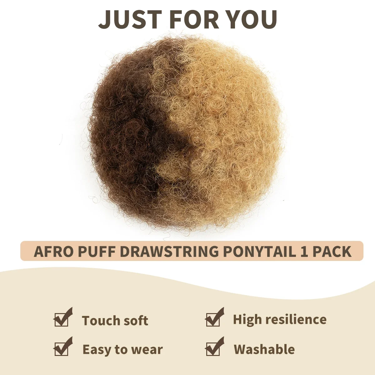 30G 4 Inch Afro Puff Drawstring Ponytail Kinky Curly Human Hair Clip Updo Soft Natural Hair Extensions For Black Women Daily Use