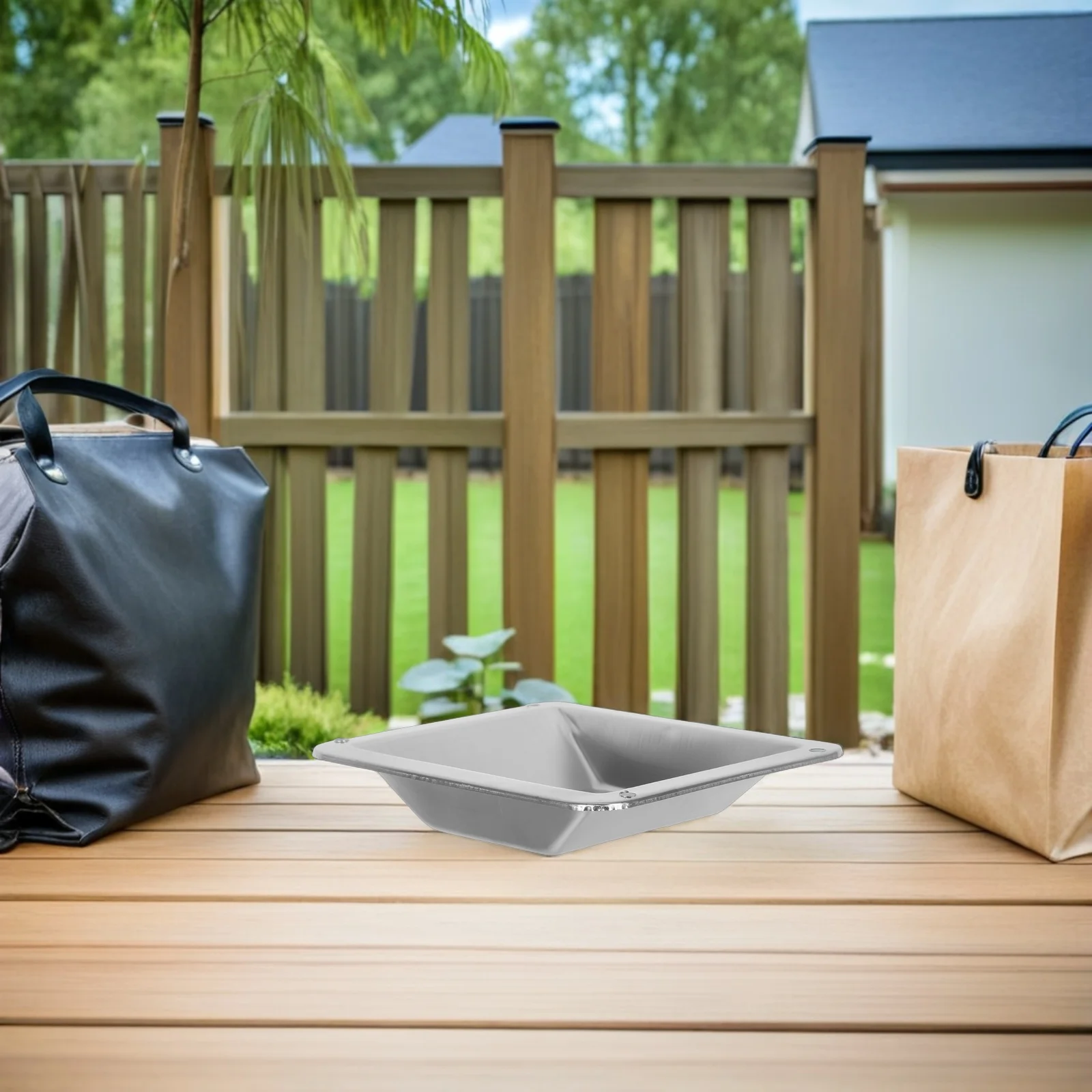 

Outdoor Stainless Steel Ashtray Replacement for Trash Can Square Smoking Receptacle Cigarette Ash Holder for Commercial Public