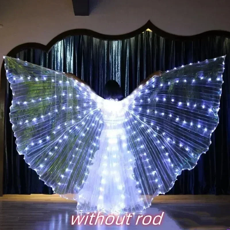 Costume da mantello a colori a LED con luce incandescente Mantello da ballo Danza del ventre Ali di farfalla Fan luminosi per spettacoli di carnevale