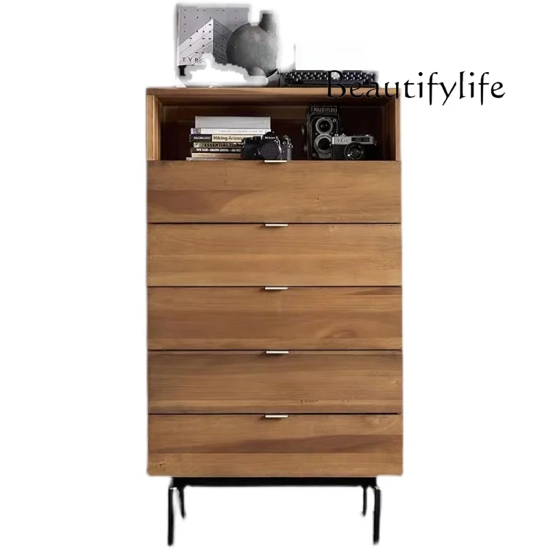 

Medieval solid wood chest of drawers living room storage cabinet retro modern bedroom designer drawer cabinet