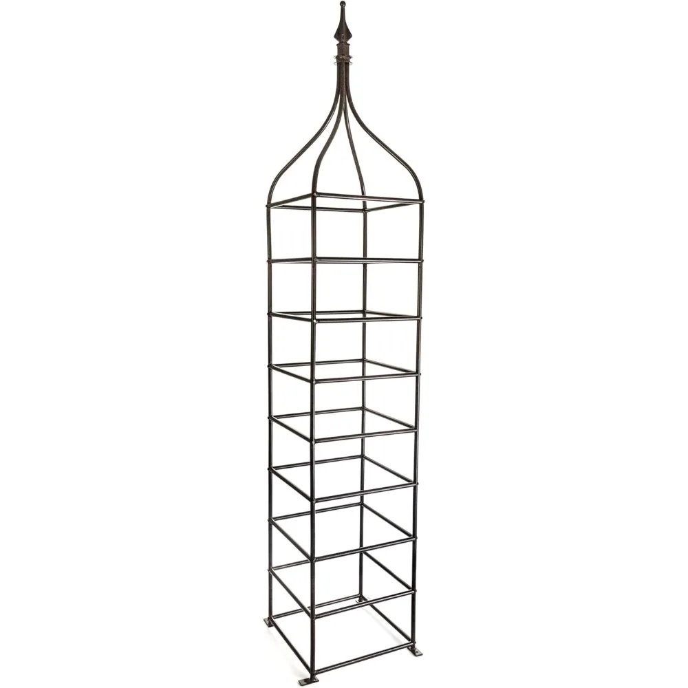 

Trellis Obelisk Tall Metal Garden Decor Vertical Yard Art for Climbing Plants Roses Weather Resistant Wrought Iron Ornamental E