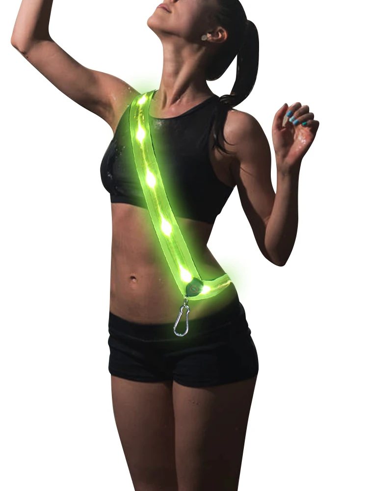 أحزمة كتف مضيئة للرجال والنساء، حزام ركض عاكس LED للسلامة الليلية في الهواء الطلق والمشي لمسافات طويلة والركض والمشي الخفيفة