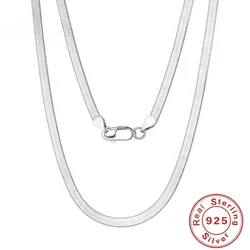 New 925 Sterling Silver Necklace 4mm Man Blade Chain Snake Bone Necklace 45cm/50Cm/60cm Necklace Women Jewelry Gift