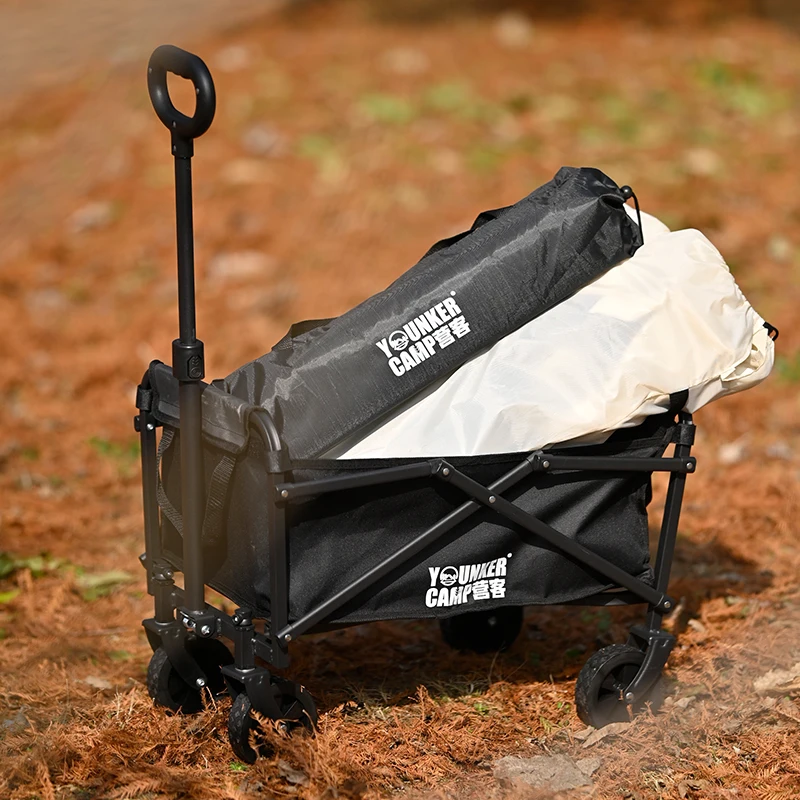 

Mini Collapsible Folding Utility Beach Wagon Cart Heavy Duty Large Capacity Fold Wagon Outdoor Trolley Portable Camping Cart