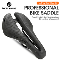 WEST BIKING Hollow Bicycle Saddle PU Waterproof Aerodynamic Bike Cushion Shock Absorption Cycling Seat MTB Road Bike Accessories