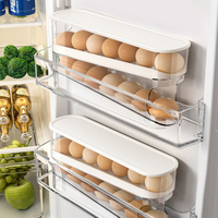 Automatic Scrolling Refrigerator Egg Holder Organizer Drawer Box Case Egg Storage Box Double Layer Egg Tray Large Capacity