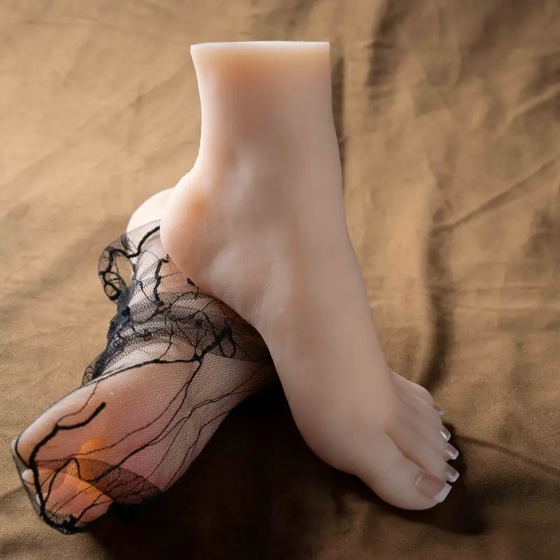 Mannequin Plastic Foot Model Fake Nail Rubber Silicone Leg Shoe Socks Display Tarsel Bone Ankle Dummy Feet Fetish TPE 3602
