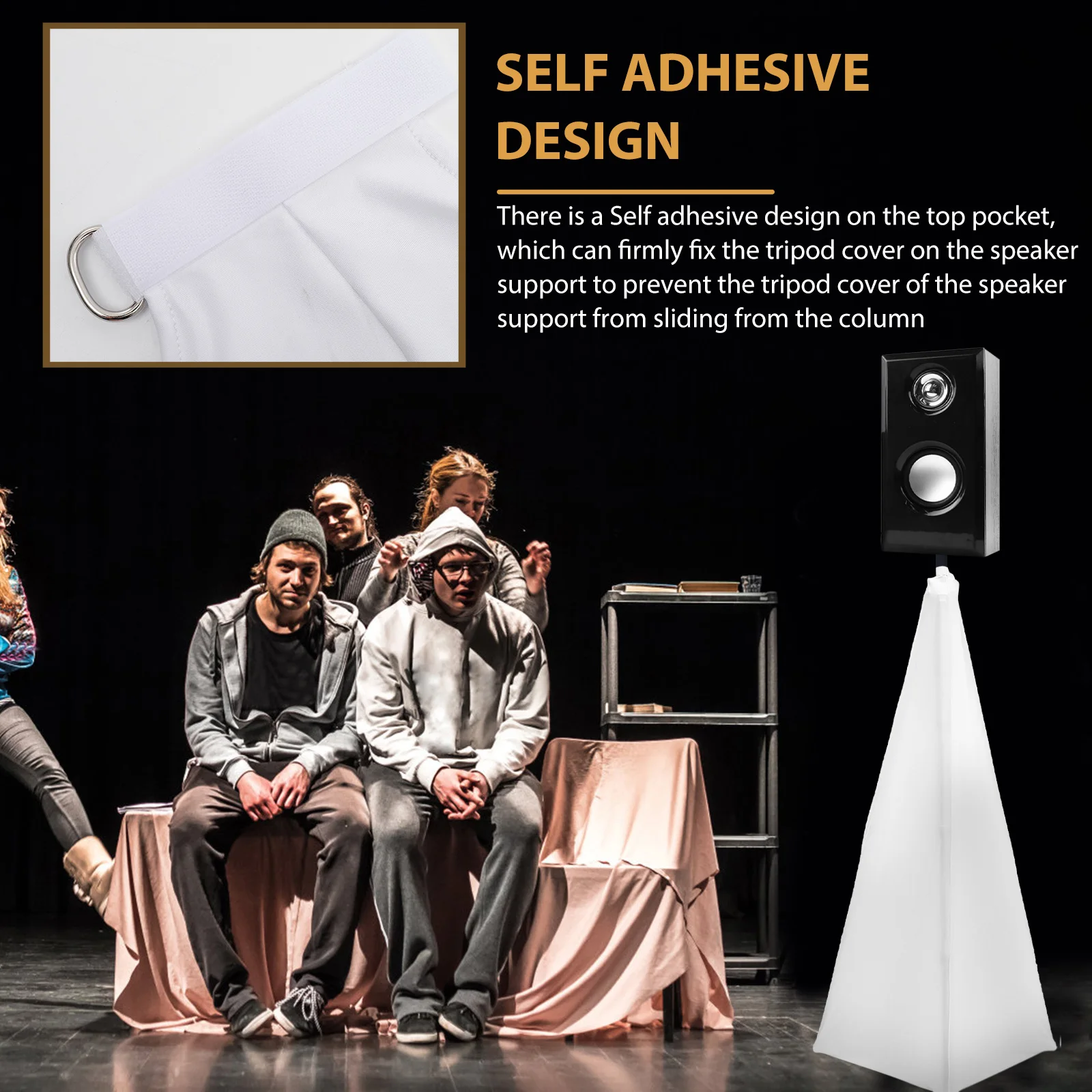 

Polyester Speaker Stand Cover 1Pcs Adjustable Stage Shading Sleeve Two Way Protector for Speakers Use