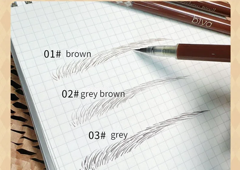 Biya Liquid Eyebrow Pen Altra Thin 0.01mm Waterproof Eyebrow Pencil Sweat-proof and Colorfast Easy To Draw Brown Eyebrow Grey