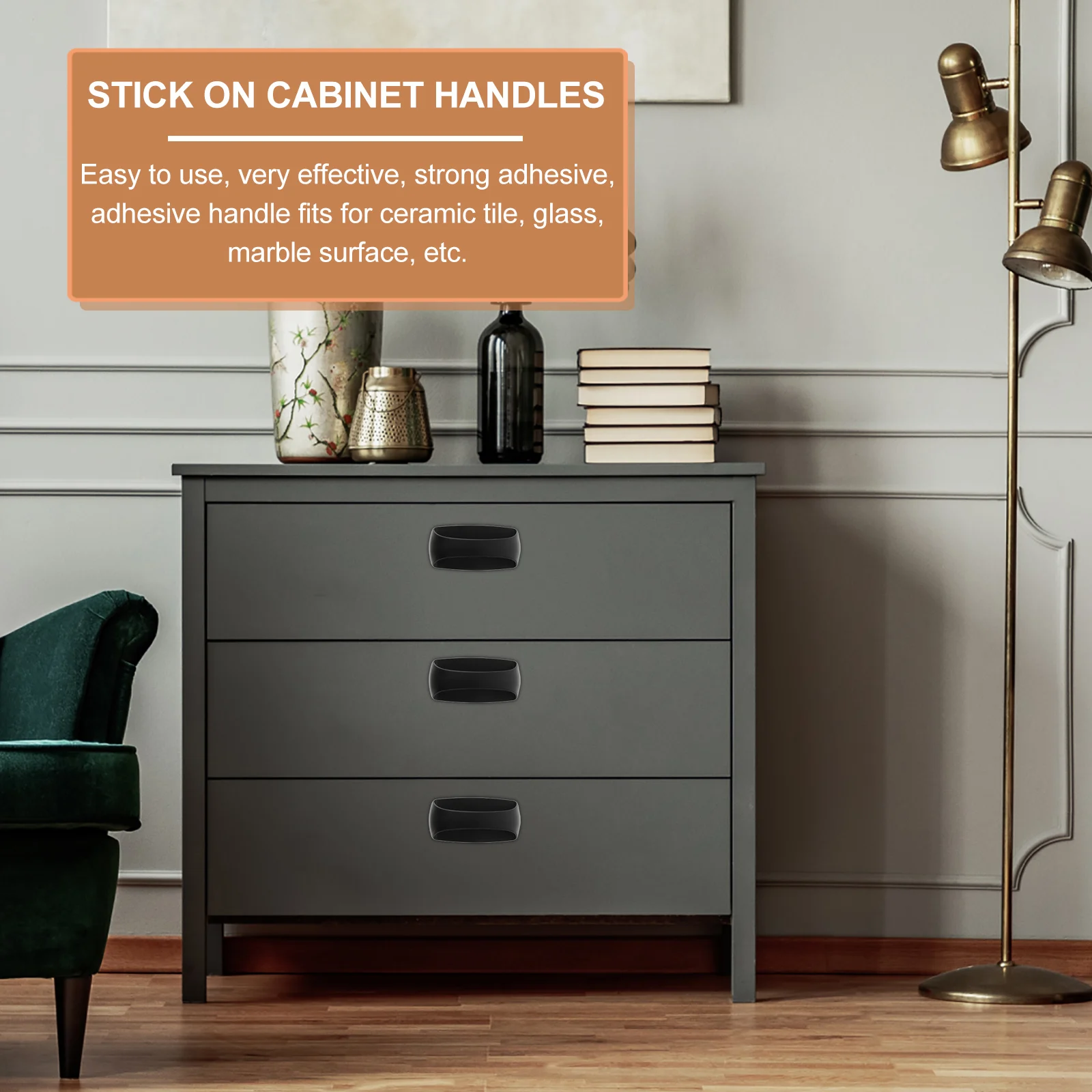 

6pcs Adhesive Cabinet Stick On Drawer Pulls Self-Stick Door Handles For Glass Wardrobes Modern Sliding Closet Cupboard Handles