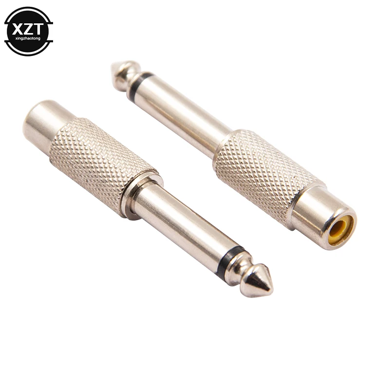 ใหม่ล่าสุดโลหะออกแบบชายที่ปลั๊ก RCA Lotus หัวหญิง6.5 6.35วินาทีความคิดของคุณเปิด AV ไมโครโฟน