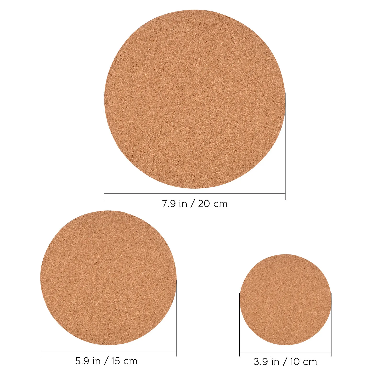 9Pcs Cork Plant Coasters 3 Sizes Round Cork Mats for Flowerpots Garden Plant Trays Non-Slip Decorative Home Office Desk