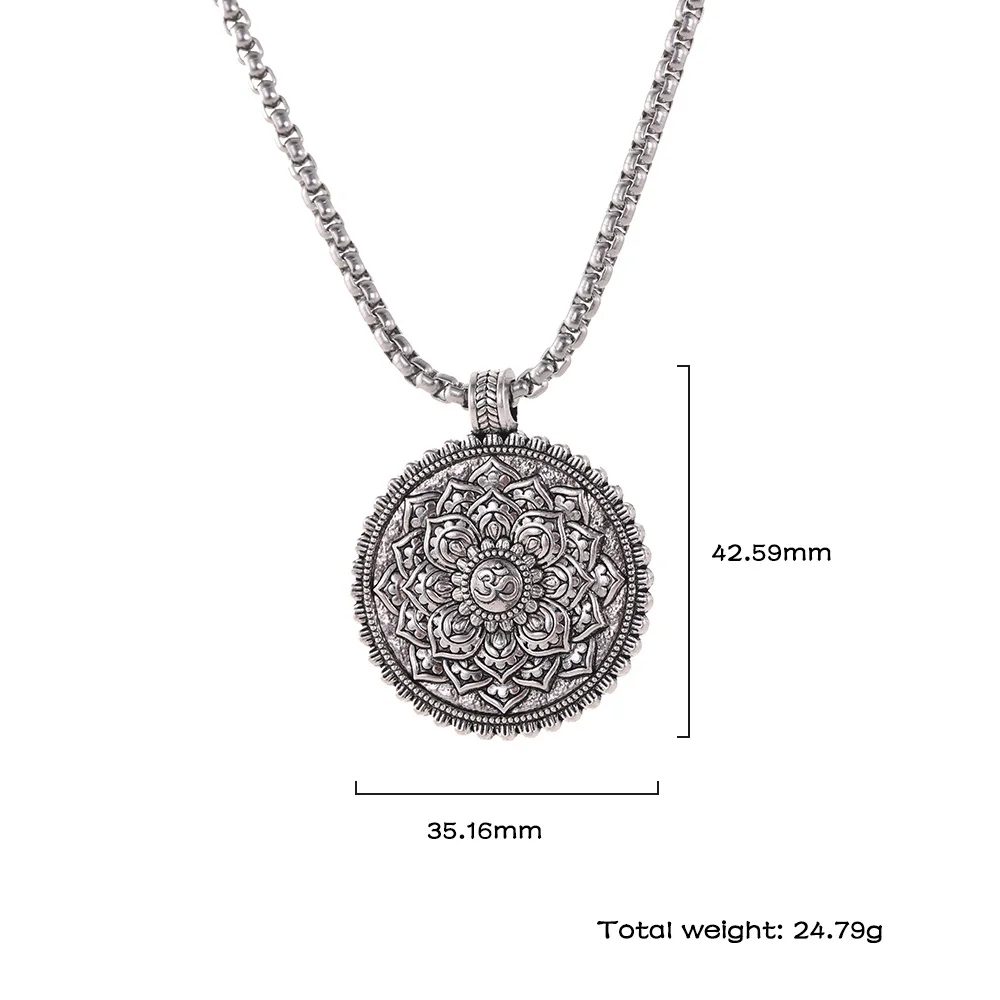 EUEAVAN Retro Flower of Life Om Yoga Lotus Pendant Necklace Indian Chakra Buddha Mandala Necklaces Meditation Charm Jewelry Gift