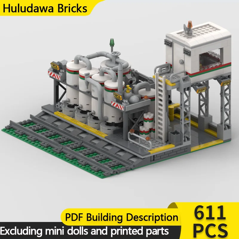 

City Street View Model MOC Building Brick Oil Tank Transfer Station Modular Technology Children Holiday Gifts Assemble Toys Suit