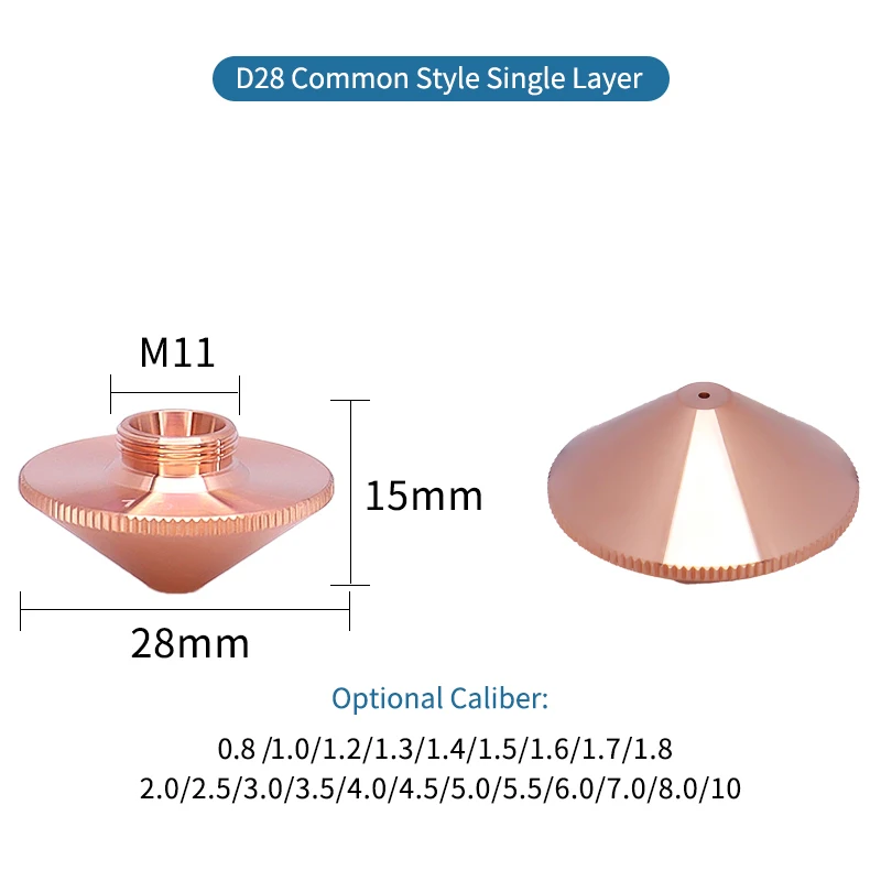 فوهة ليزر رايماش لرأس ليزر pecitec WSX طبقة واحدة صوفي فائق السرعة 1.4E مزدوج الكروم Dia28mm H15 M11 فوهة نحاسية