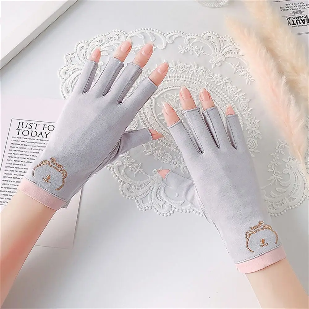 Thin Sun Protection Gloves Fashion Fingerless Elastic Sunscreen Gloves Short Cotton Gloves Women Girls