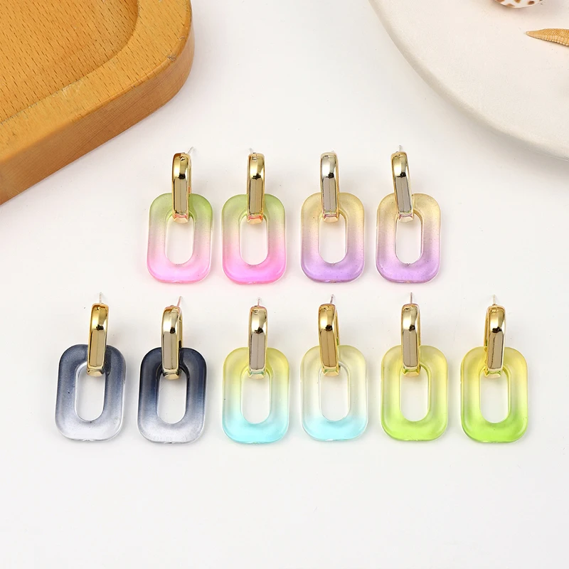 Summer beach outing Y2K серьги Transparent Geometric Gradient Color Bicolor Acrylic Earrings For Women wedding jewelry