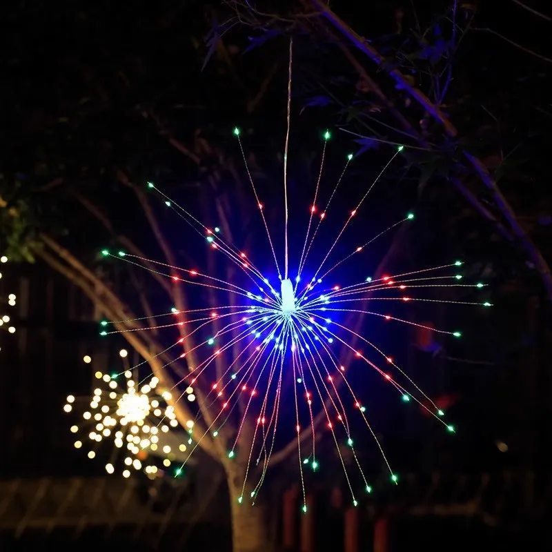 Lámpara LED de fuegos artificiales con forma de petardo para exteriores, IP65, resistente al agua, luz de fibra óptica de cielo estrellado, iluminación decorativa para acampada, Villa y patio