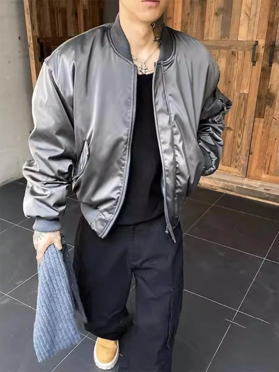 

American Sle ort Baseball Jaet Men's Cotton Warmth Coat Cleanfit High Street Workwear Outerwear Autumn Winter Faion