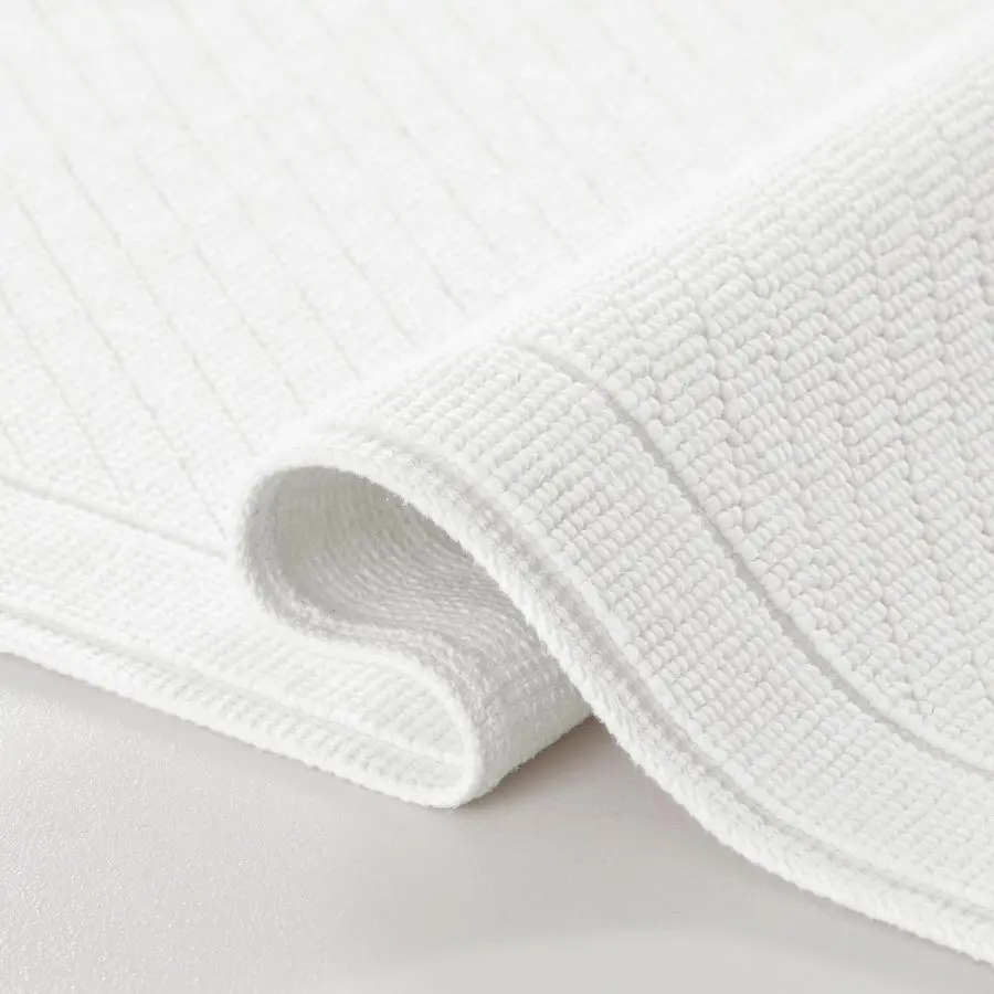 

100 Cotton Bathroom Rug High Absorbent Stylish Textured Woven Design Bath Mat, Slip Resistant Backing for Shower and Bathtub Flo