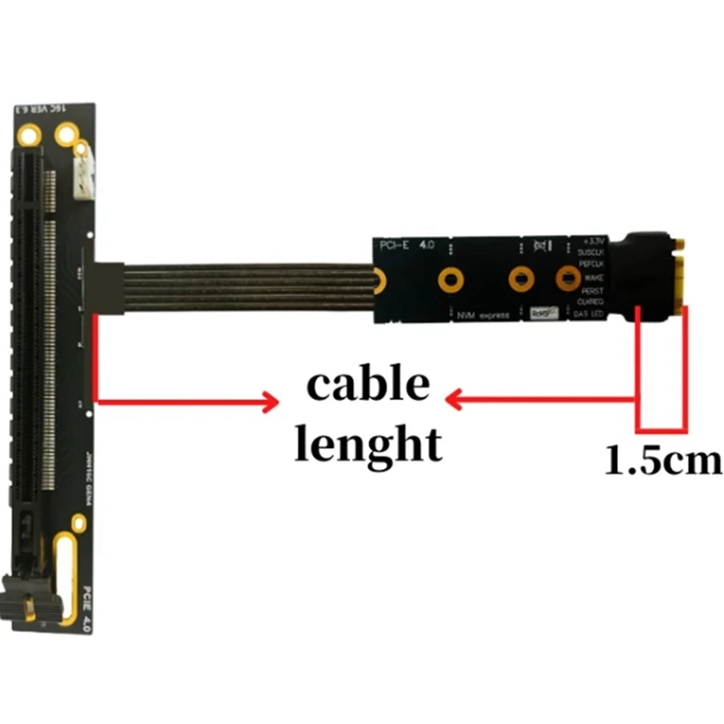 Cable adaptador VGA práctico multifuncional M.2 a PCIE X16 para SSD M.2 Nvme Gen4 a PCIE 4,0 X4ES, 25CM fácil de usar