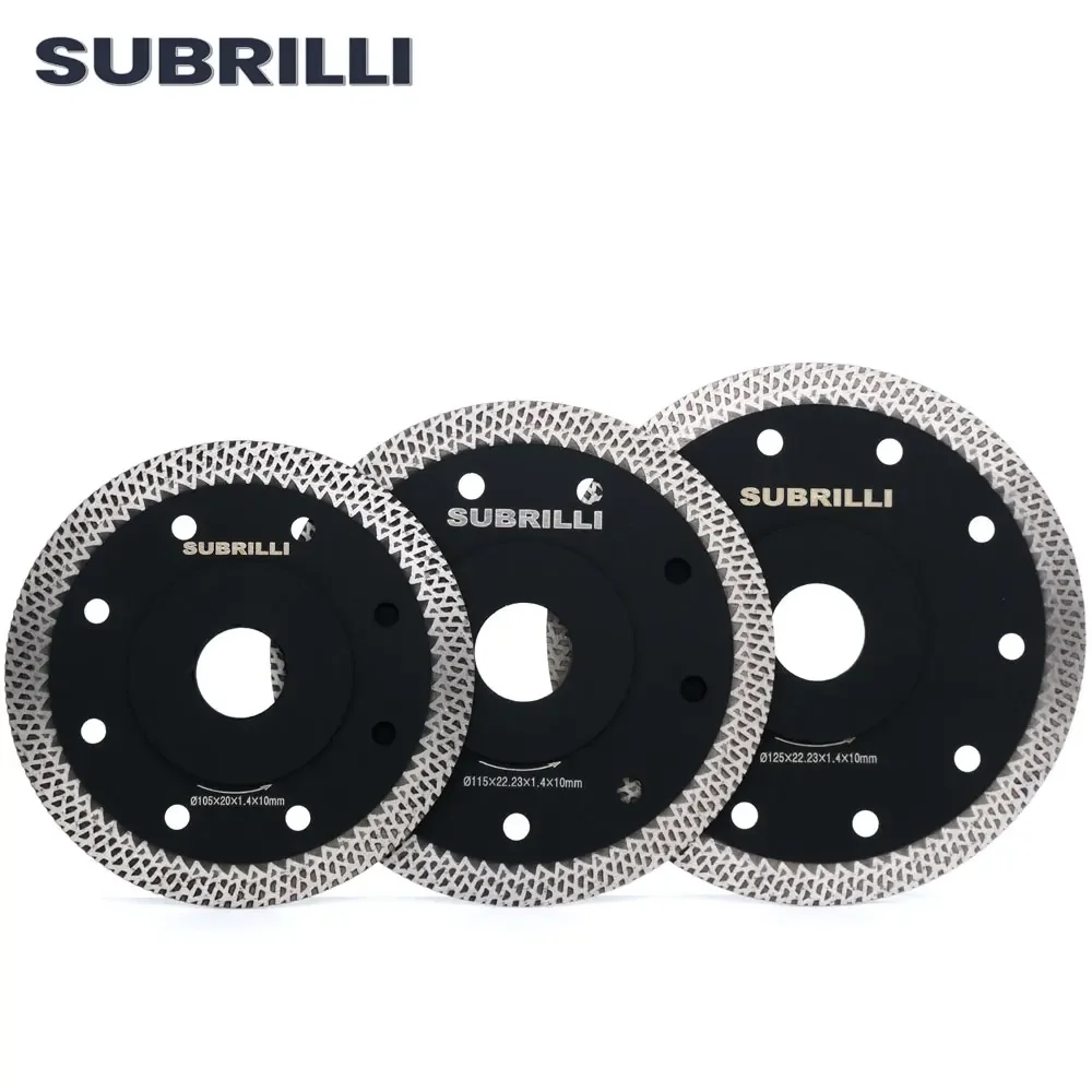 SUBRILLI/105/115/125mm 3 unids/set súper fino hojas de sierra de diamante aro Turbo segmento discos de cortar para baldosas de cerámica de porcelana de piedra