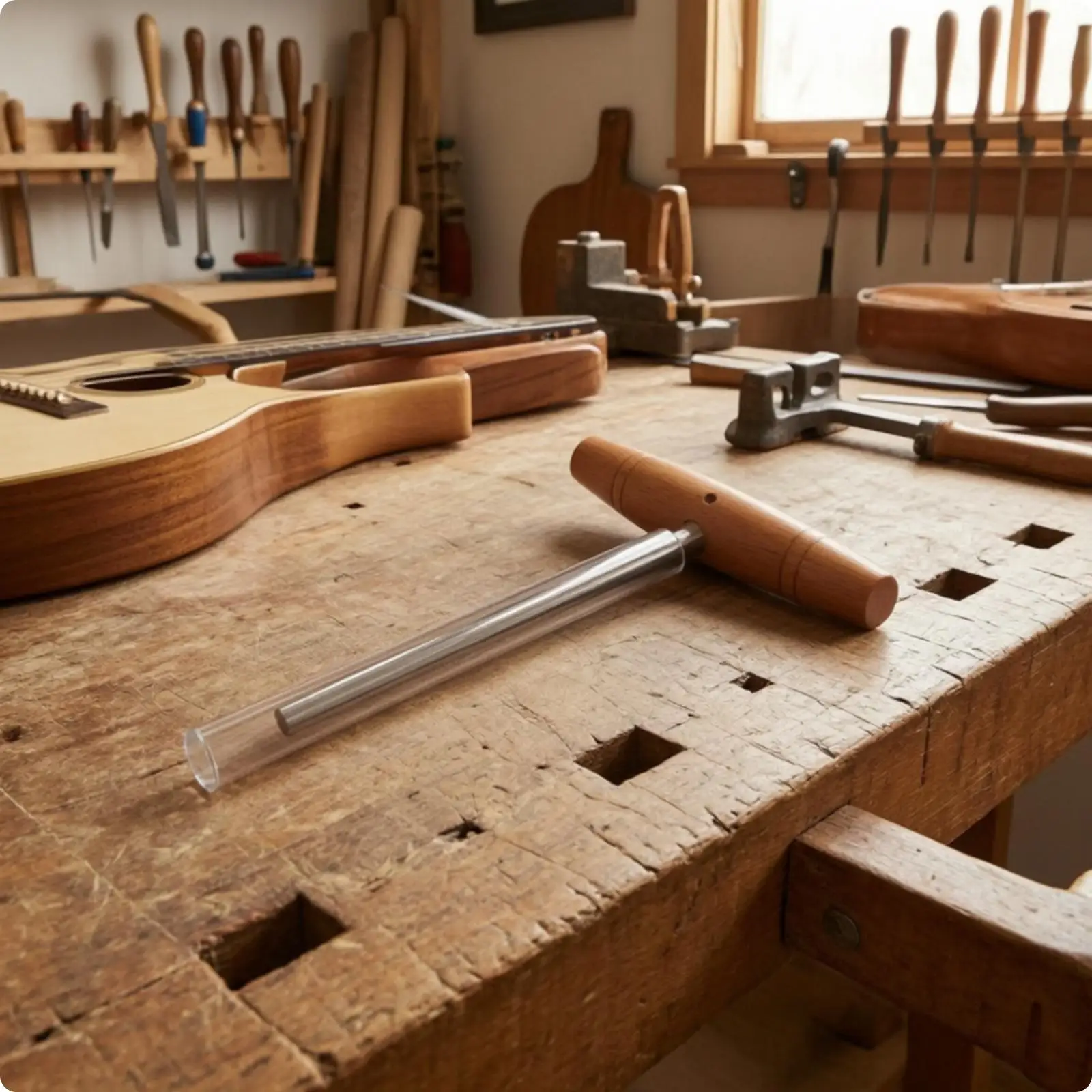 T Handle Reamer for Guitar Luthier Tools Peg Hole Carving and Finishing with Metal Wood Build