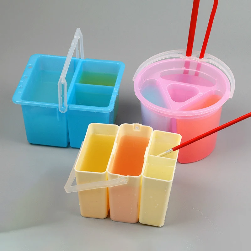Watercolor Painting Brush Washing Bucket Plastic Buckets Wash Pen Barrel For Drawing Art Supplies