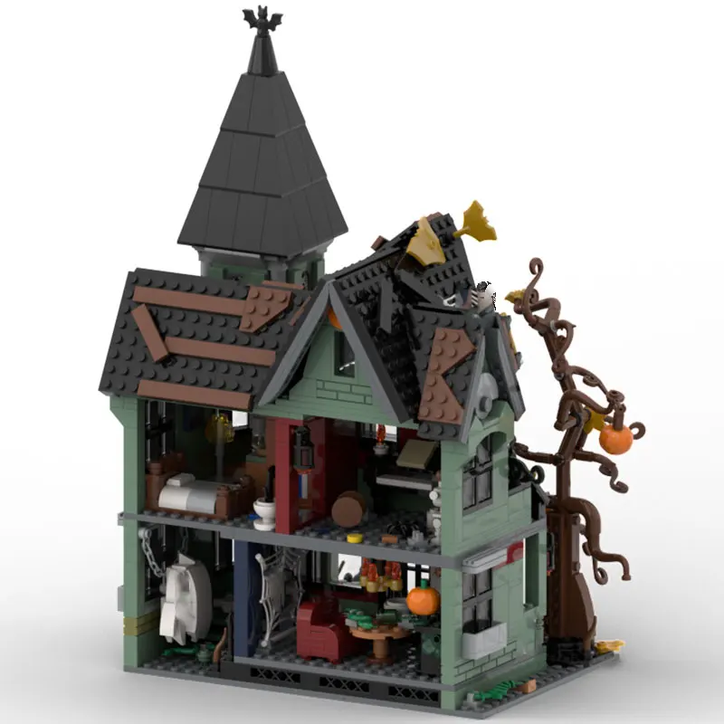 Spot small particle MOC medieval castle haunted house creative DIY gift toys puzzle ornaments