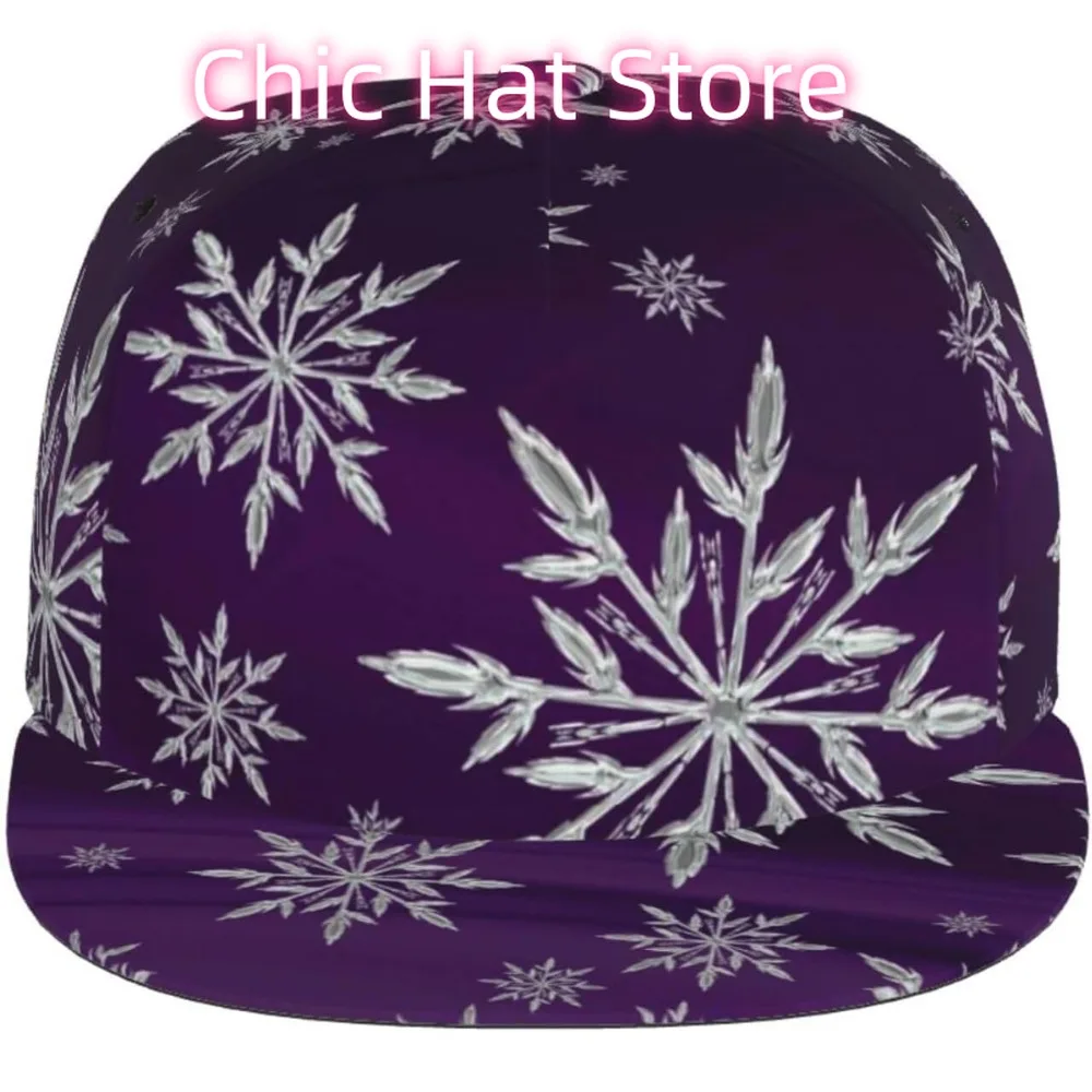 قبعة مسطحة قابلة للتعديل للرجال والنساء، قبعة بيسبول هيب هوب - ندفة الثلج متدرجة باللون الأرجواني