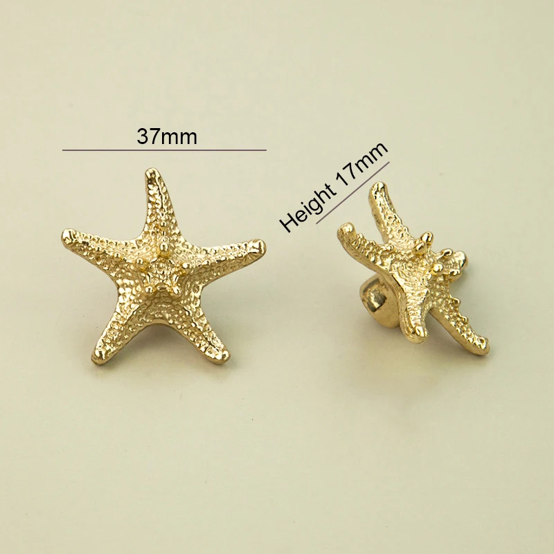 HOT 10PCS Solid Brass Starfish Furniture Pulls Knobs Drawer Knobs Cupboard Wardrobe Closet Dresser TV Wine Cabinet Pulls Knobs