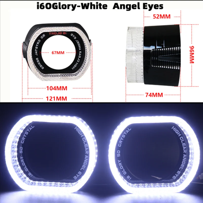 LKA 3.0 Inch LED Angel Eyes Shrouds for HID Xenon Projector Lens Car Headlight Lenses White Yellow DRL LED Lights Shrouds Mask