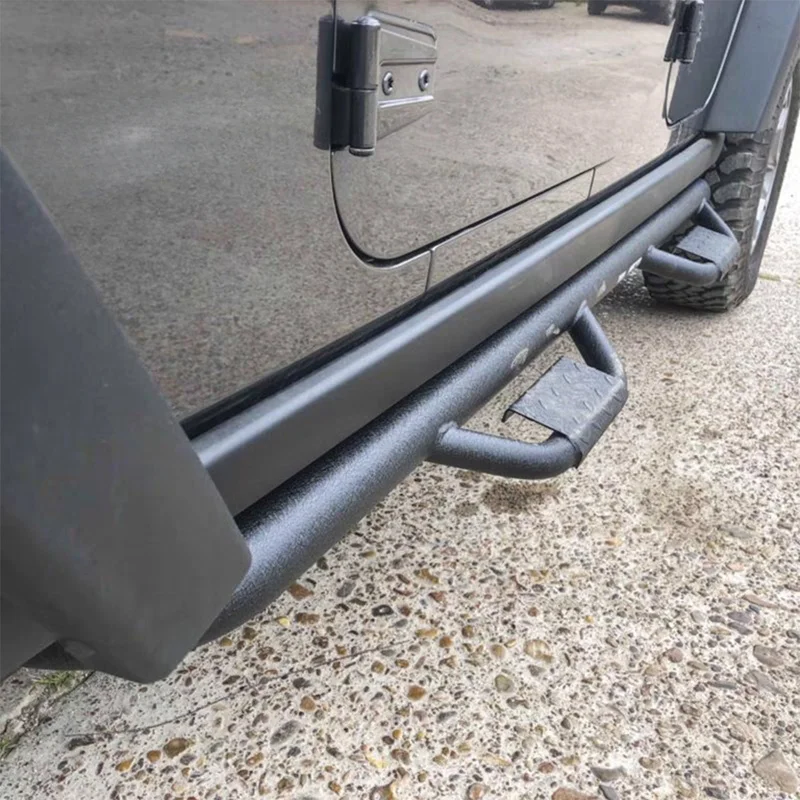 Black Steel Side Steps 4 Door Offroad SUV Running Boards Fit 2007-2017 Vehicle Exterior Parts