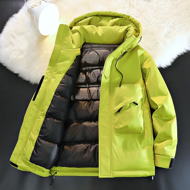 Men's padded Clothes Autumn Winter Fashion Solid Color Casual Versatile Graphene Warm Outdoor Adventure Hooded Coat Men's Jacket