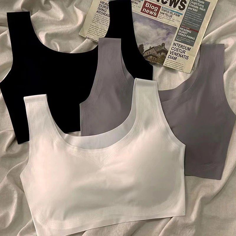 Roupa íntima para meninas sem suspensórios de anel de aço sutiã esportivo sutiã de estudante reunido sem costura colete pequeno