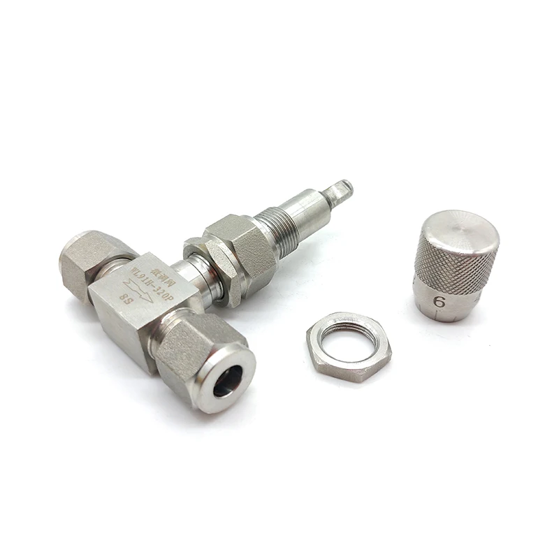 Double Ferrule Micro regulating valve 6mm 8mm 10mm Stainless Steel Micrometering needle valve with scale