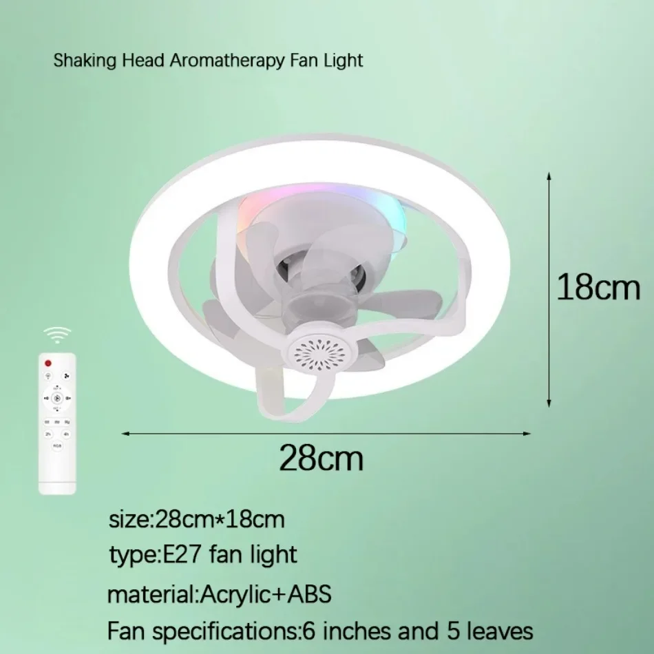 Modern 360° Rotating Ceiling Fan with LED Light & Remote RGB Color Dimmable E27 Chandelier Fan Lamp for Home Atmosphere Lighting