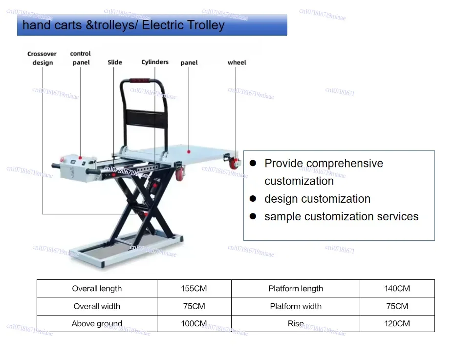 Heavy Duty 300Kg 500Kg Cargo Hydraulic Electric Scissor Lift Platform Table Trolley Hand Flatbed Truck Cart view 2