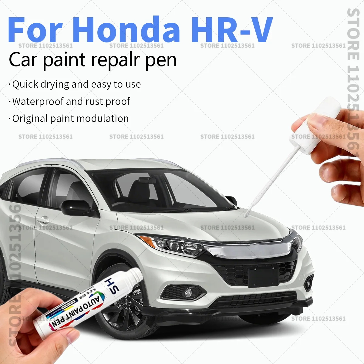 For Honda HR-V Quick Dry Car Touch Up Paint Pen Auto Scratch Repair Brush for Paint Chips Scratches and Scuffs White Black