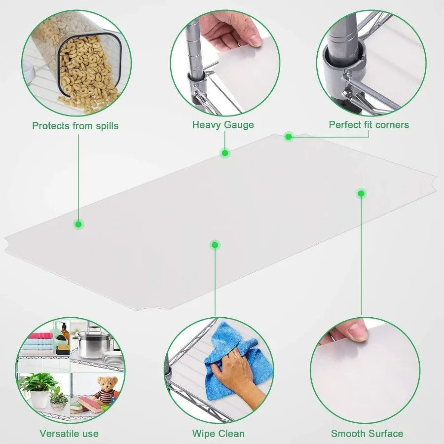 بطانة أرفف سلكية مقاس 18 بوصة × 48 بوصة حزمة قيمة مكونة من 5 سجادات بلاستيكية مسطحة شديدة التحمل مقاومة للماء وغير لاصقة ذات قوة صناعية للطبقة