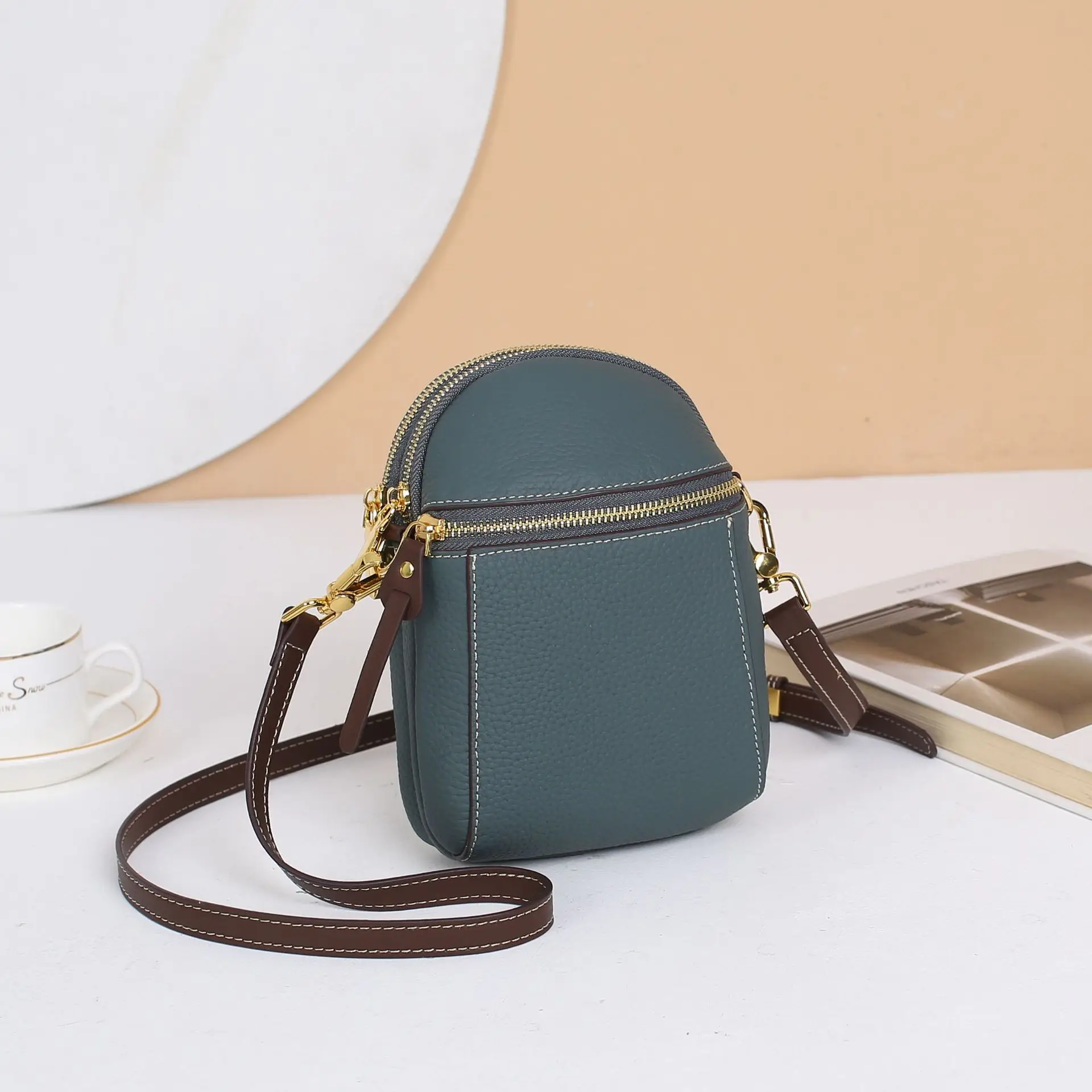 Genuine Leather Women\'s Crossbody Shoulder Bag Women Cross Body Messenger Satchel Small Cute Kawaii Bags for Ladies Cell Phone