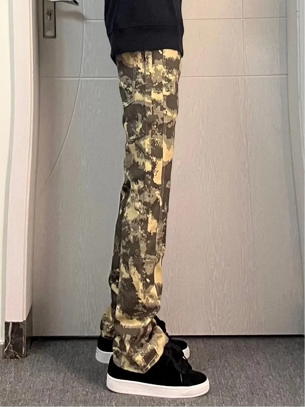 

American High Street Camouflage Jeans Men's Straight Leg Slim Fit Workwear Trousers Narrow Version Slim Knife Flared Pants