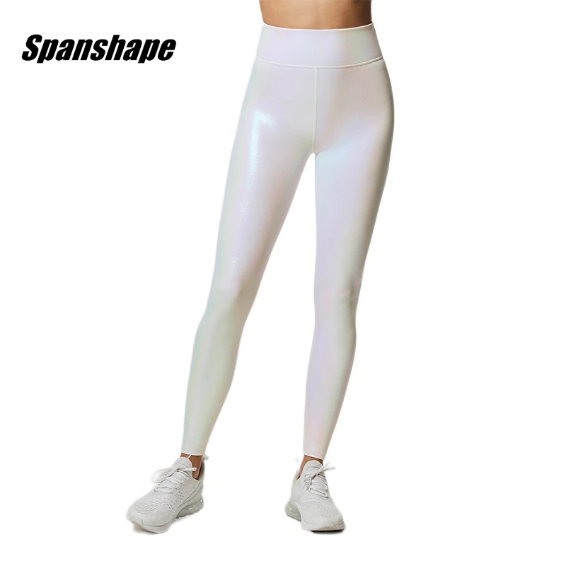 Workout Leggings For Women High Waist Elastic Fitness Trousers Slim-fit White Leggings Faux Leather Pants ouc1203