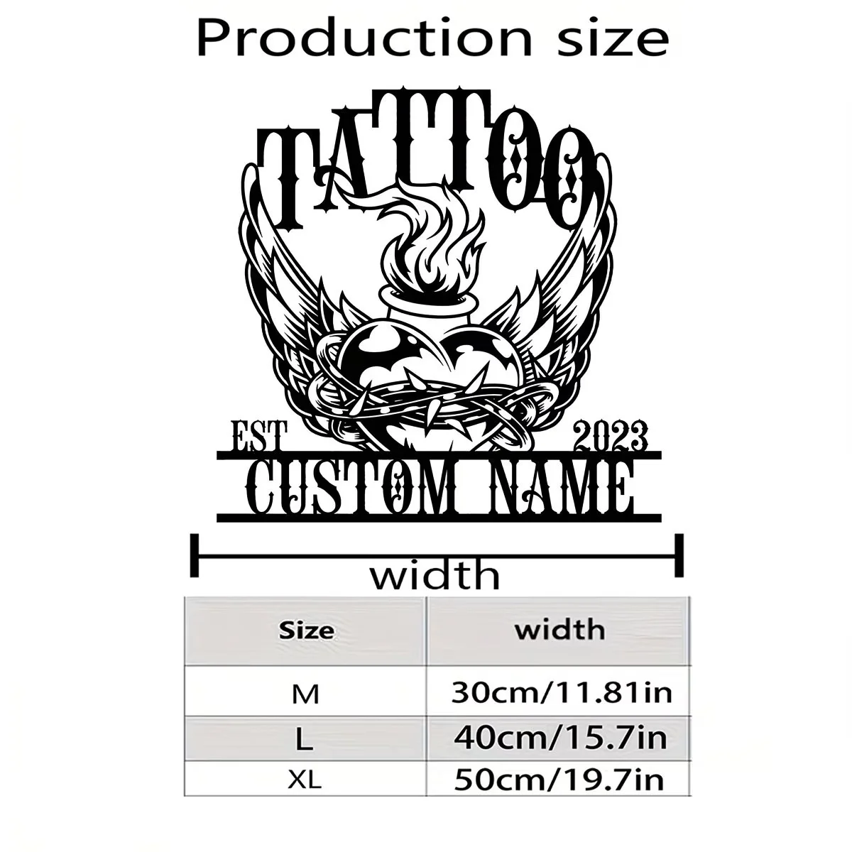 Customizable Tattoo Shop Sign, Party Scene Hanging Ornament, Door Decoration, Wing, Flame, and Thorn Silhouette Wall Art Decor