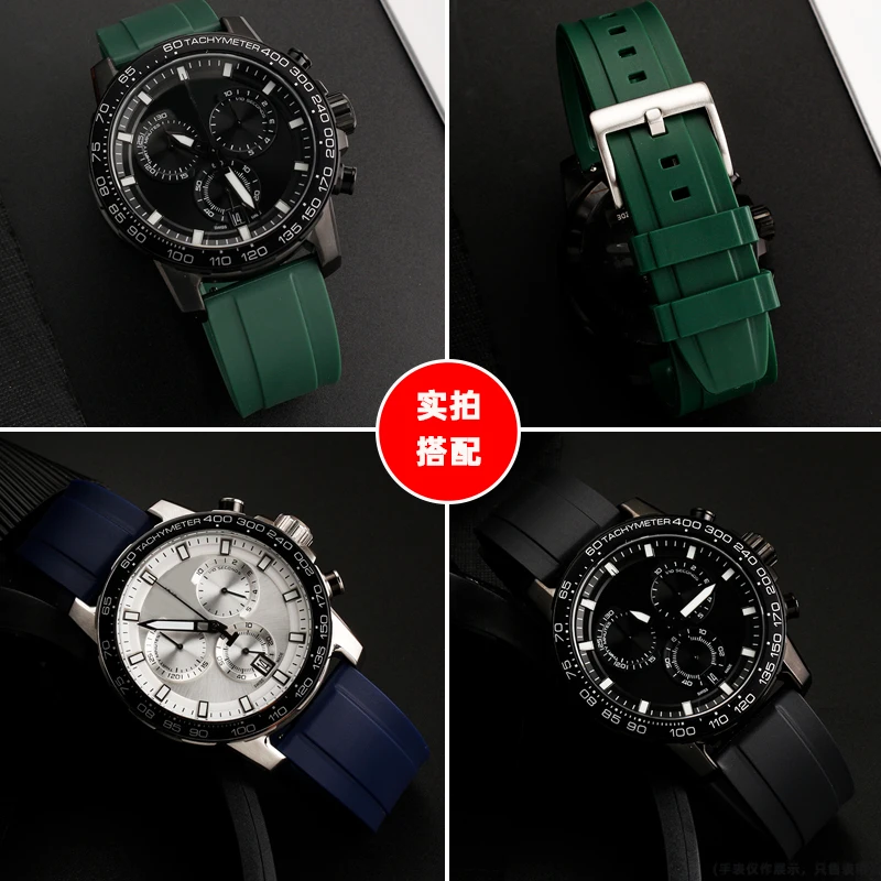 22MM Quick release soft Silicone Watchband 1853 Men For TissoT T125 Rubber Watch strap T125617A Black Knight Watchband bracelet